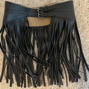 BCBGMAXAZRIA leather fringe belt